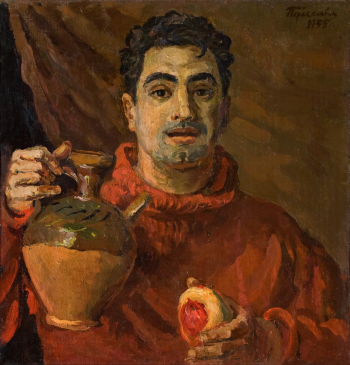Переяславец Владимир Иванович. Автопортрет (День Победы). Холст, масло. 74х71. 1955. Собрание семьи художника.