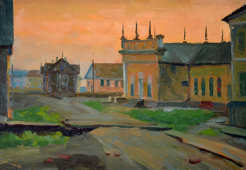 Вундер Яков Яковлевич. Старая Воркута. Картон, масло. 34,3х23,8. Середина 20 века. Национальный музей Республики Коми.