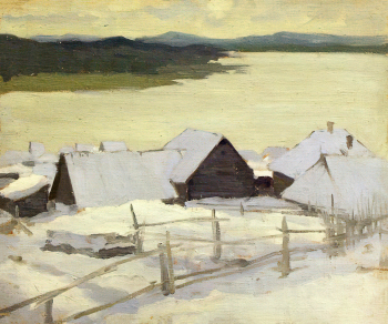 Фокин Николай Михайлович. При озере. Холст на картоне, масло. 40х49. 1900-е. Вологодская областная картинная галерея.