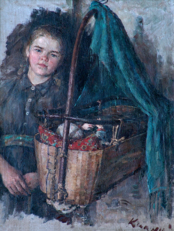 Кипарисов Пётр Гаврилович. Девочка с люлькой. Этюд к картине `Песня`. Холст, масло. 64,5х49,5. 1955. Чувашский государственный художественный музей.