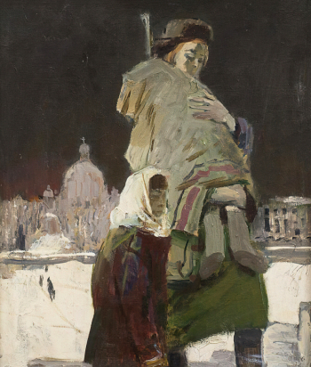 Тулин Юрий Нилович. Дружинница. Холст, масло. 59,5х50,5. 1967. Новгородский государственный объединенный музей-заповедник.