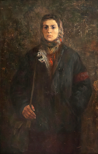 Ягубкин Виктор Яковлевич. Дружинница. Холст, масло. 105х67. 1958-1959. Волгоградский музей изобразительных искусств имени И.И.Машкова.