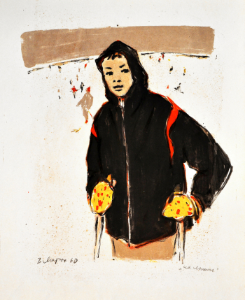 Матюх Вера Фёдоровна. На лыжах. Бумага, литография. 61,7х47. 1960. Художественная культура Русского Севера.