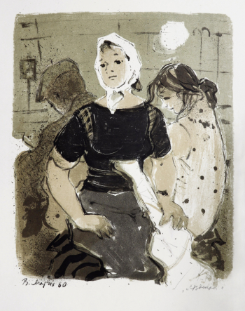 Матюх Вера Фёдоровна. Студенты. Бумага, литография. 62х47. 1960. Художественная культура Русского Севера.