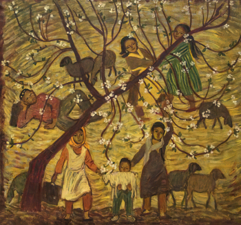 Вилковир Ирина Ефимовна. Весенний сад. Холст, масло. 140х155. 1970. Государственный музей изобразительных искусств Республики Татарстан.