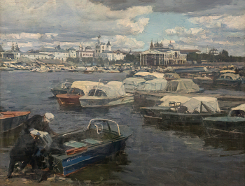 Рубинский Игорь Павлович. Водная база. Оргалит, масло. 80х130. 1978. Государственный музейно-выставочный центр РОСИЗО.