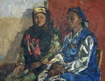 Рубинский Игорь Павлович. Узбечки. Холст на картоне, масло. 38,5х48,4. 1963. Российская государственная художественная галерея.