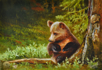 Аникин Алексей Евгеньевич. Медвежонок. Холст, масло. 35х50. 2021. Собрание художника.