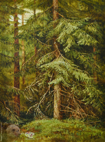 Аникин Алексей Евгеньевич. Малахитовый каскад. Холст, масло. 60х45. 2023. Собрание художника.