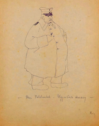 Камиль Мацкевич. Пан фельдфебель - Лагерный сановник. Бумага, химический карандаш. 26х21. 1915-1918. Частное собрание.