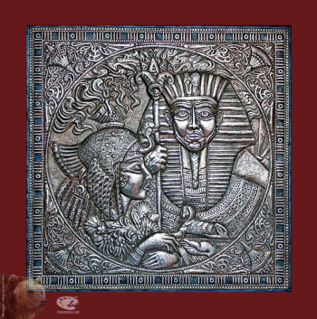 Морозов Виктор Андреевич. Фараон и принцесса. Алюминий, чернение, масло. 72х72. 2009. Собрание семьи художника.