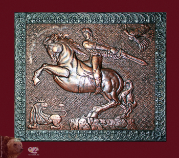 Морозов Виктор Андреевич. Давид Сасунский. Медь, алюминий, чернение. 71х83. 2014. Собрание семьи художника.