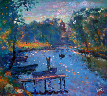 Кара-Мурза Георгий (Егор) Сергеевич. На реке. Холст, масло. 70х80. 1999. Частное собрание.