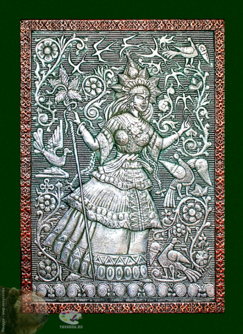Морозов Виктор Андреевич. Берегиня. Алюминий, медь, чернение. 76х51. 2008. Собрание семьи художника.