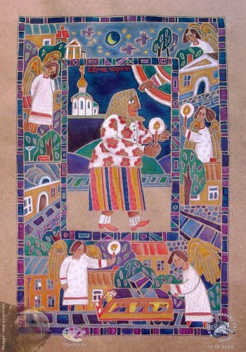 Гусева Виктория Евгеньевна. Свеча горит. Бумага, смешанная техника. 40х26. 2000. Частное собрание.