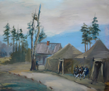 Вербов Михаил Фёдорович. Письмо с Родины. Бумага, гуашь. 41,2х49,3. 1944. Военно-медицинский музей.