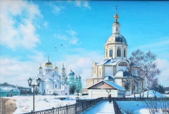 Сычёв Алексей Владимирович. Дивеево зимой. Холст на оргалите, масло. 35х50. 2022. Собрание художника.