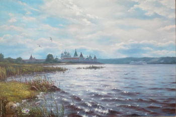 Сычёв Алексей Владимирович. Волжский пейзаж. Холст на оргалите, масло. 35х50. 2023. Собрание художника.
