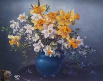 Сычёв Алексей Владимирович. Нарциссы. Холст на оргалите, масло. 40х50. 2021. Собрание художника.