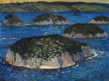 Медведский Владимир Михайлович. У берегов Приморья. Холст, масло. 80х108. 1975. Приморская государственная картинная галерея.