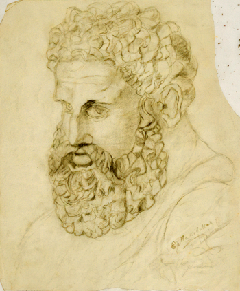 Маковский Егор Иванович. Геракл. Бумага, графит. 45х38. 1830-е. Научно-исследовательский музей при Российской Академии художеств.
