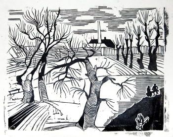 Ахтырко Анастасия Ивановна. Пейзаж. Бумага, автолитография. 21,5х28. 1920. Удмуртский республиканский музей изобразительных искусств.