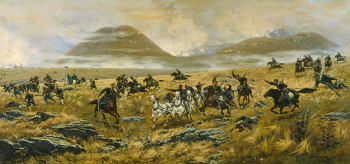 Кившенко Алексей Данилович. Преследование турок русской кавалерией 1877-1878 гг. Холст, масло. 90х187. 1892. Военно-исторический музей артиллерии, инженерных войск и войск связи.