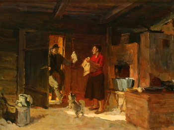 Рутковский Николай Христофорович. Утро. Латвия. Холст, масло. 63х64. 1954. Калининградский областной музей изобразительных искусств.
