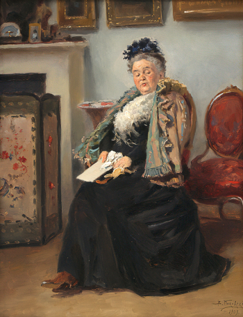 Маковский Владимир Егорович. Барыня. Доска, масло. 40,7х32,5. 1909. Чувашский государственный художественный музей.