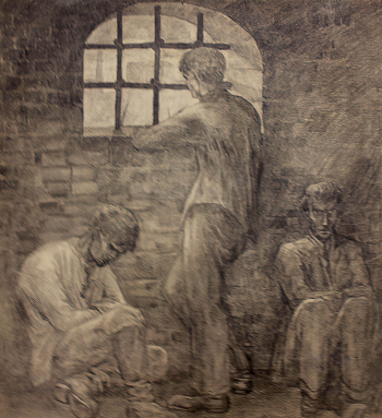 Авлас Владимир Дмитриевич. В застенке. Бумага, карандаш. 25,8х23,3. 1930-е. Государственный центральный музей современной истории России.