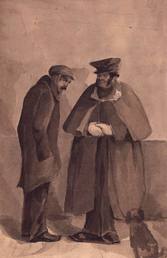 Жуковский Рудольф Казимирович. Барин и нищий. Бумага, тушь, кисть. 19,3х12,5. 19 век. Государственный исторический музей.