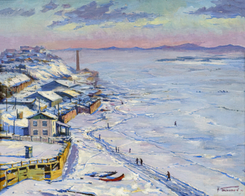 Баскаков Николай Николаевич. Амур зимой. Холст, масло. 54,5х64. 1945. Дальневосточный художественный музей.
