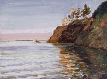 Высоцкий Василий Николаевич. Утёс на Амуре. Картон, масло. 29,5х38,5. 1950-е. Хабаровский краевой музей имени Н.И.Гродекова.