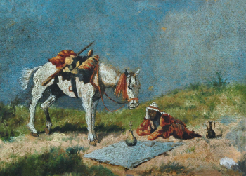 Ладыженский Геннадий Александрович. В степи. Картон, масло. 15х21. Конец 19 или начало 20 века. Кологривский краеведческий музей имени Г.А.Ладыженского.