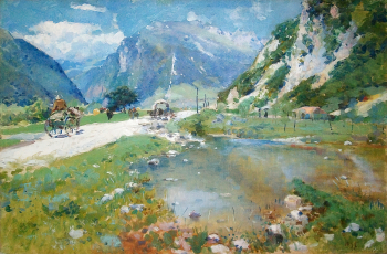 Ладыженский Геннадий Александрович. На Кавказе. Холст, масло. 33х52. Конец 19 или начало 20 века. Кологривский краеведческий музей имени Г.А.Ладыженского.
