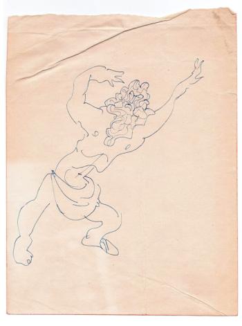 Эйзенштейн Сергей Михайлович. Мужская фигура. Бумага, чернила. 18,8х14,1. 1930-е - 1940-е. Музей Московского художественного академического театра.