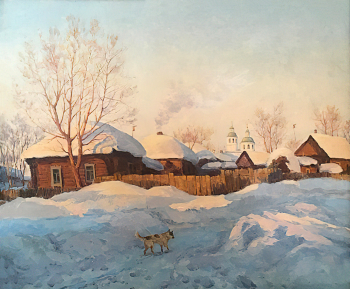 Лебедев Анатолий Иванович. Енисейское утро. Холст, масло. 46х56. 2003. Енисейский историко-архитектурный музей-заповедник имени А.И.Кытманова.
