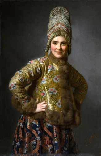 Вениг Карл Богданович. Русская девушка. Холст, масло. 117х75. 1889. Государственный Русский музей.