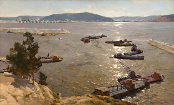 Карташёв Олег Николаевич. На Жигулёвском море. Холст, масло. 111х182. 1957. Самарский областной художественный музей.
