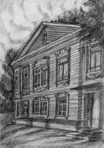 Амельчук Светлана Викторовна. Картинная галерея. Бумага, уголь. 42х29,5. 2020. Тарский художественный музей.