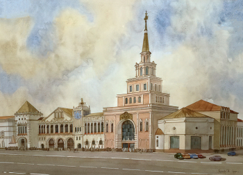 Келлих Генрих Иванович. Казанский вокзал в Москве. Бумага, акварель. 70х90. 1990. Центральный музей железнодорожного транспорта Российской Федерации.
