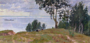 Чеков Леонид Дмитриевич. Горьковское море. Холст, масло. 60х125. 20 век. Данковский краеведческий музей.