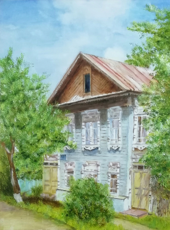Позднякова Татьяна Михайловна. Дом И.Хомякова. Холст на картоне, масло. 40х30. 2023. Тарский художественный музей.