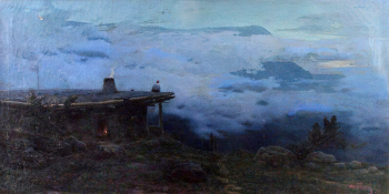 Белый Александр Фёдорович. Сумерки в Крыму. Холст, масло. 102х201,5. 1906. Дальневосточный художественный музей.
