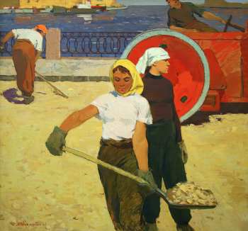 Ненартович Анатолий Акимович. Дорожницы. Холст, масло. 122х130. 1961. Государственный музей изобразительных искусств Республики Татарстан.