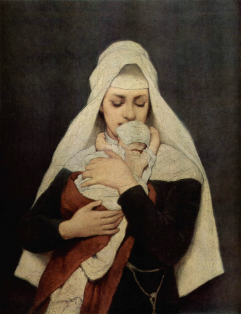 Габриэль Макс. Подкидыш. Холст, масло. 32,5х25,5. 1870-1880. Государственный Эрмитаж.