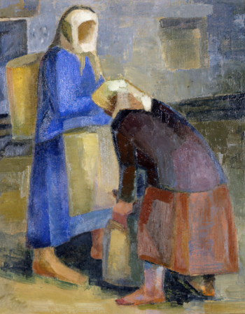 Закликовская Софья Людвиговна. Псковские бабки. Холст, масло. 51,3х43,8. 1927-1928. Художественная культура Русского Севера.
