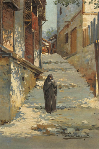 Зоммер Рихард-Карл Карлович. Уличная сценка. Холст, масло. 26х18. Частная коллекция.