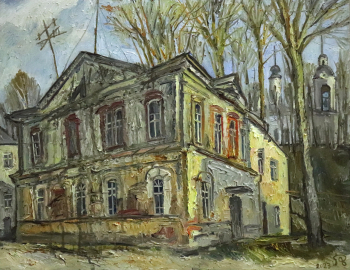 Помелов Фёдор Валентинович. Старый дом на улице Советской. Наволоки. Холст, масло. 70х90. 2023. Заволжский городской художественно-краеведческий музей.