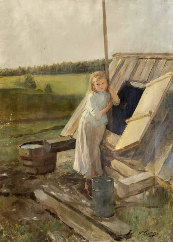 Геллер Пётр Исаакиевич. Девушка у колодца. Холст, масло. 60х44. Конец 19 или начало 20 века. Пензенская областная картинная галерея имени К.А.Савицкого.